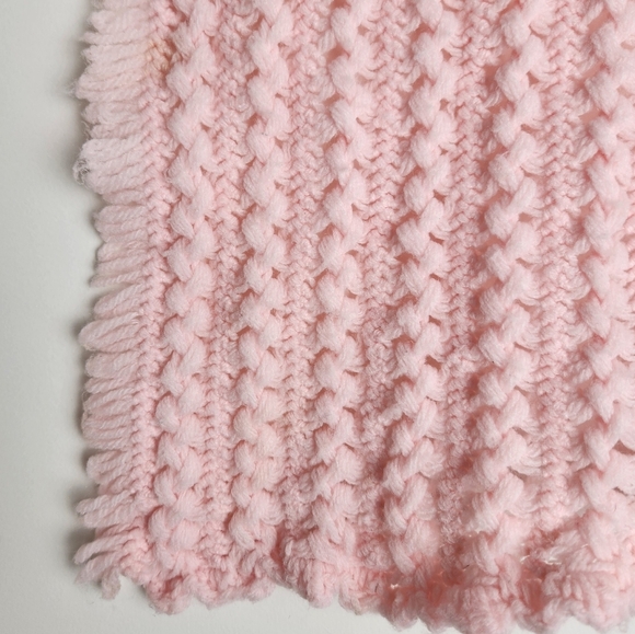 Handknit Pink Baby Blanket - Picture 5 of 7